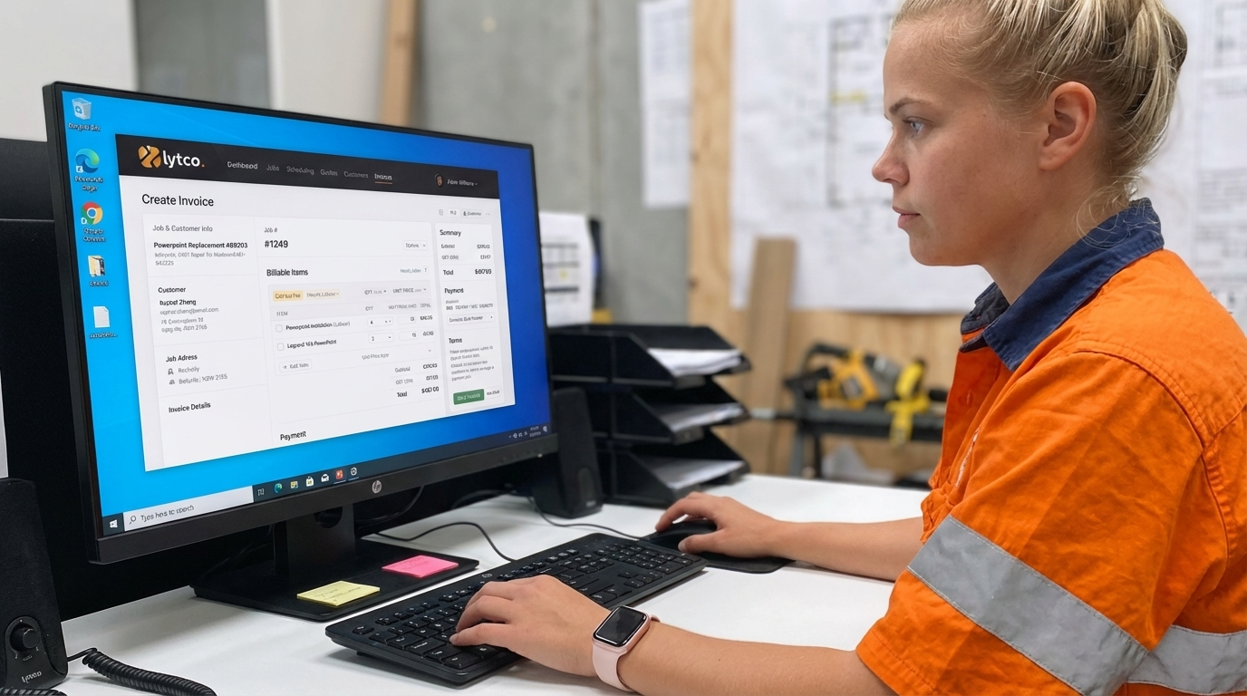 Tradie using Lytco on site